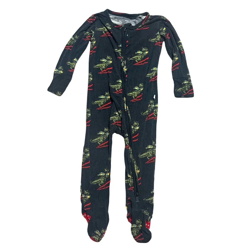 Cute Posh Peanut Dinosaur Skiing Footed Pajamas 18-24 Months Bamboo Blend